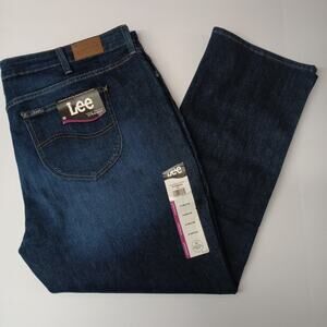 Lee Regular Fit Straight Leg Jeans Women's 24 Medium Blue Mid Rise Dark Wash